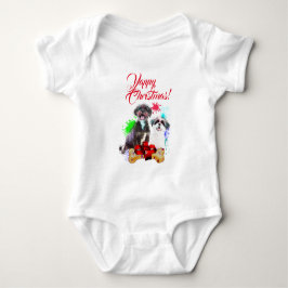 Anpassbare Niedliche Shih Tzu Dog Yappy Weihnachte Baby Strampler