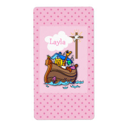 Anpassbare Noahs Ark Baby Taufe, Girl Pink