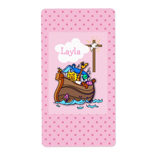 Anpassbare Noahs Ark Baby Taufe, Girl Pink (Vorne)