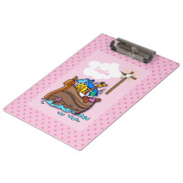 Anpassbare Noahs Ark Baby Taufe, Girl Pink Klemmbrett