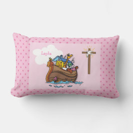 Anpassbare Noahs Ark Baby Taufe, Girl Pink Lendenkissen