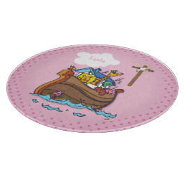 Anpassbare Noahs Ark Baby Taufe, Girl Pink Schneidebrett