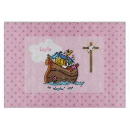 Anpassbare Noahs Ark Baby Taufe, Girl Pink Schneidebrett