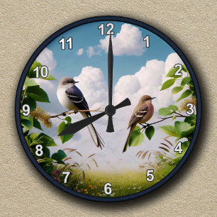 Anpassbare Nordspottdrossel-Naturszene Runde Wanduhr
