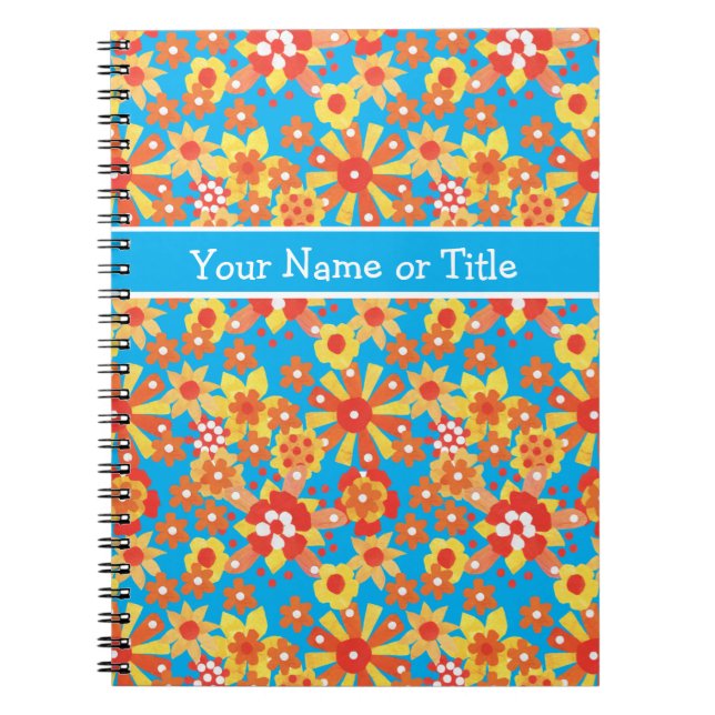 Anpassbare Notebook- oder Journal-, Ditsy-Blume Notizblock (Vorderseite)
