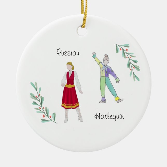 Anpassbare Nutcracker-Russe/Kolumine Keramik Ornament (Vorne)