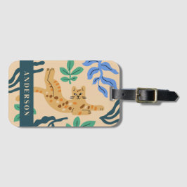 Anpassbare Ocelot Cat & Matisse-Blätter Gepäckanhänger