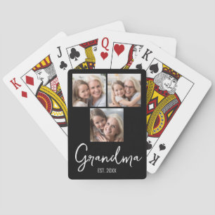Anpassbare Oma Gegründet Jahr 3 Foto Spielkarten