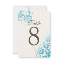 Anpassbare Ombre Aquamarin Tischnummer Cards