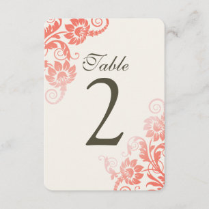 Anpassbare Ombre-Korallen-Tischnummerkarten Einladung