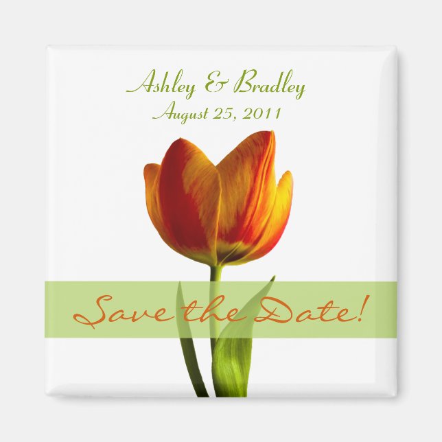 Anpassbare Orange-Tulip Speichern des Datumsmagazi Magnet (Vorne)