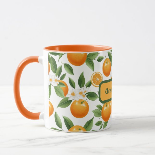 Anpassbare Orangen und Blätter Tasse (Links)