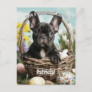 Anpassbare Osterfreude mit Furry Friends Postkarte