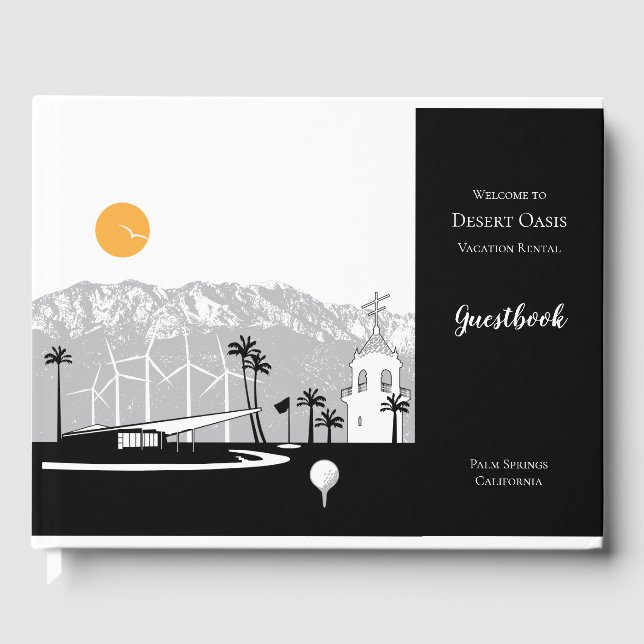Anpassbare Palmsprings Zuhause Gästebuch (Vorderseite)
