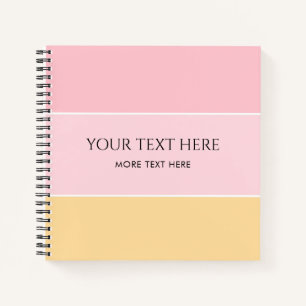 Anpassbare Pink Vanille Gelbe Gestreifte Vorlage Notizbuch
