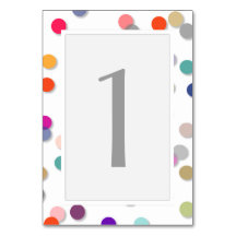 Anpassbare Polka Dot Confetti Tischnummer Card