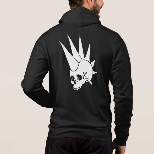 Anpassbare Punk Jawless Skull Version 2 Hoodie (Rückseite)