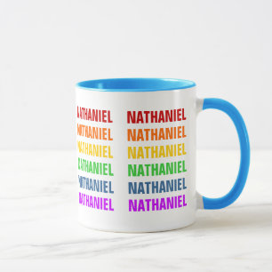 Anpassbare Rainbow-Wiederholungstext-Tasse Tasse