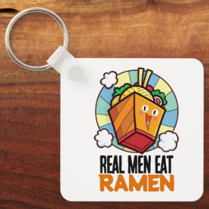 Anpassbare Real Men essen Ramen Schlüsselanhänger