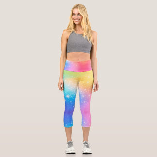 Anpassbare Regenbogen-Hochtaillen-Capris Capri Leggings