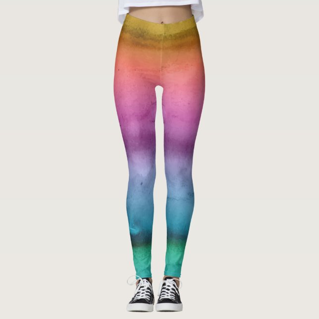 Anpassbare Regenbogen-Streifen-Leggings Leggings (Vorderseite)