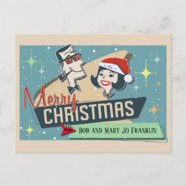 Anpassbare Retro Couple Frohe Weihnachten Vintag Postkarte