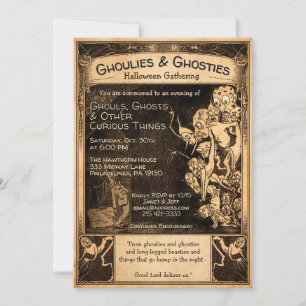 Anpassbare Retro-Ghoulies-Halloween-Einladung Einladung