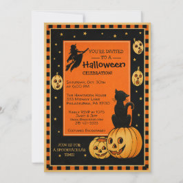 Anpassbare Retro Halloween-Einladung Einladung