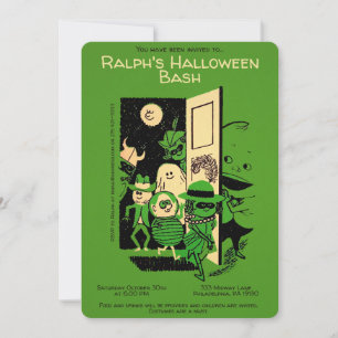 Anpassbare Retro-Halloween-Party-Einladung Einladung