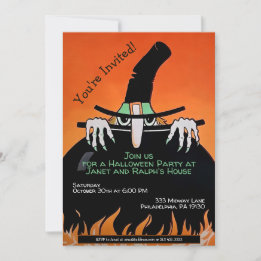 Anpassbare Retro-Hexen-Halloween-Einladung Einladung