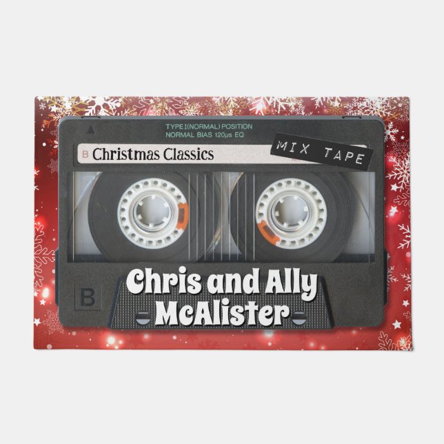 Anpassbare Retro-Kassettenband Weihnachtskassette Fußmatte (Vorderseite)