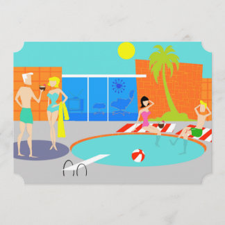 Anpassbare Retro-Pool-Party Einladung