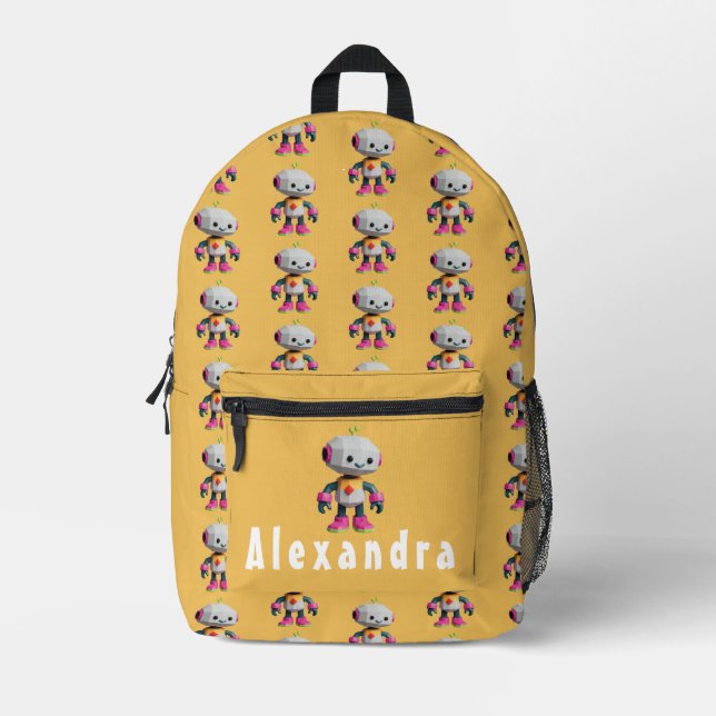 Anpassbare Roboter-Kinder Bedruckter Rucksack (Vorderseite)