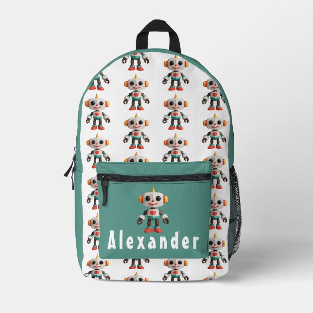 Anpassbare Roboter-Kinder Bedruckter Rucksack (Vorderseite)