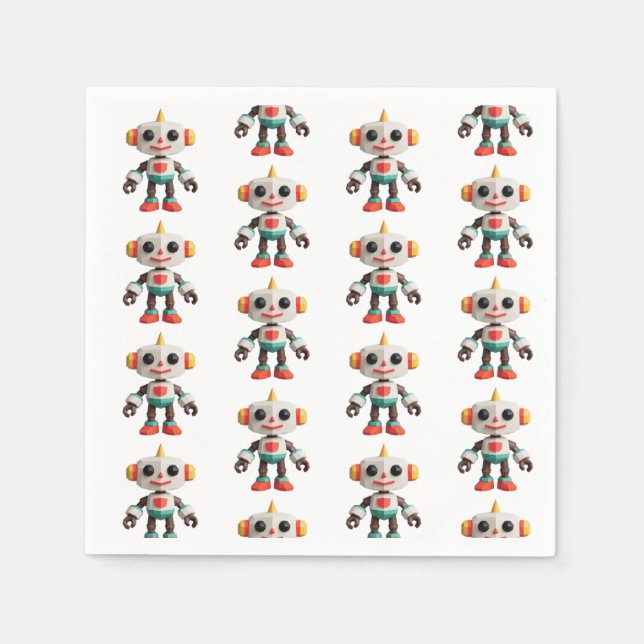 Anpassbare Roboter-Kinder Serviette (Vorderseite)