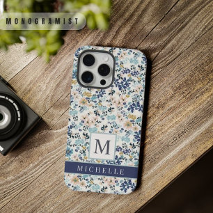 Anpassbare rosa blaue Blumen weiße Blüten iPhone 15 Pro Max Hülle