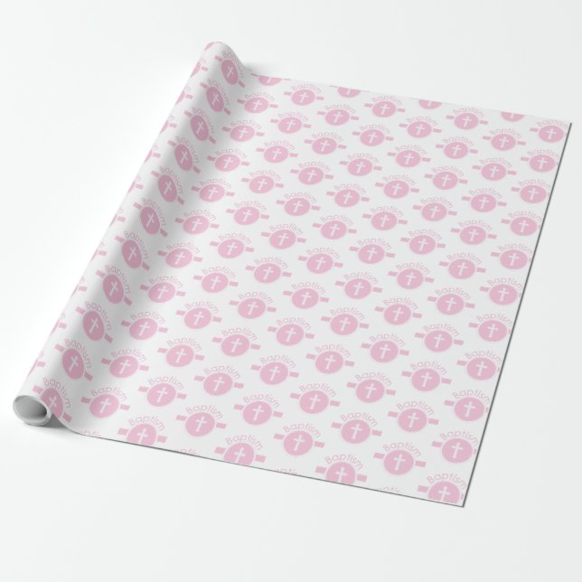 Anpassbare, rosa Mädchenkind Gottes Taufe Geschenkpapier (Ungerollt)