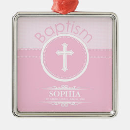 Anpassbare, rosa Mädchenkind Gottes Taufe Ornament Aus Metall