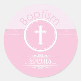 Anpassbare, rosa Mädchenkind Gottes Taufe Runder Aufkleber