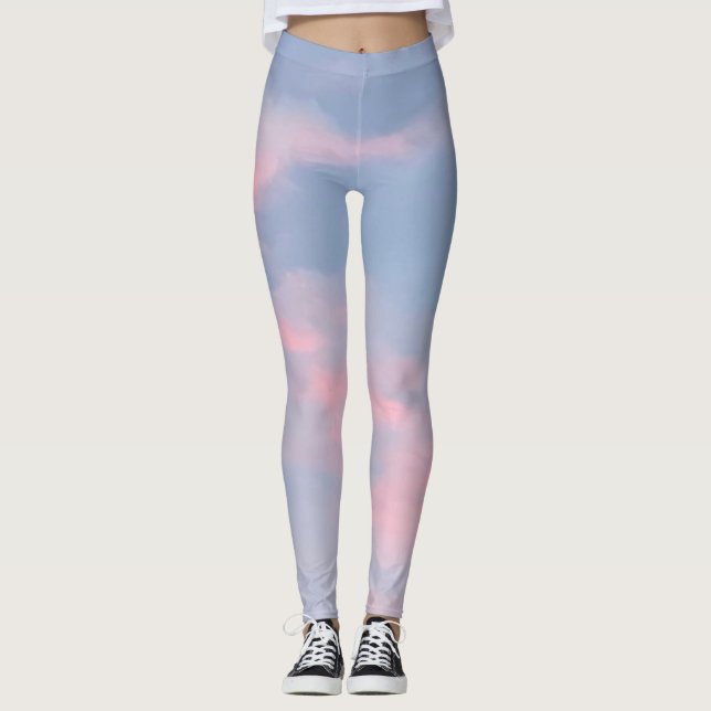 Anpassbare rosa Wolken Leggings (Vorderseite)