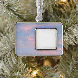 Anpassbare rosa Wolken Rahmen-Ornament Silber