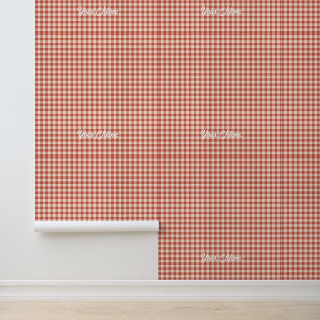 Anpassbare Rote Gingham-Tapete - Personalisiert Tapete (Anwendung)