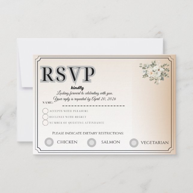 Anpassbare RSVP-Karte | Verfolgung der Gästeteilna RSVP Karte (Vorderseite)