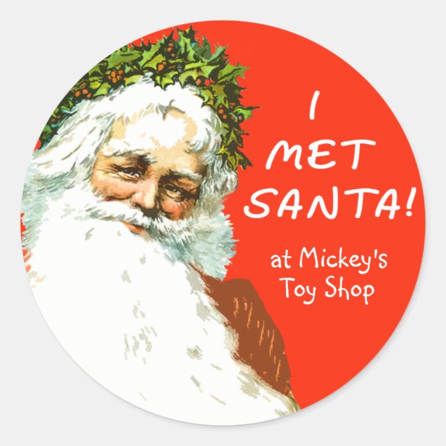 Anpassbare SANTA-Aufkleber Runder Aufkleber (Vorderseite)