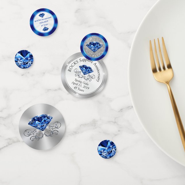 Anpassbare Saphir Blue, Silver Table Confetti Konfetti (Gruppe)