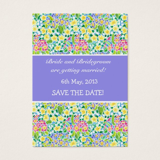 Anpassbare Save the Date-Karte, Primrosen (Vorderseite)