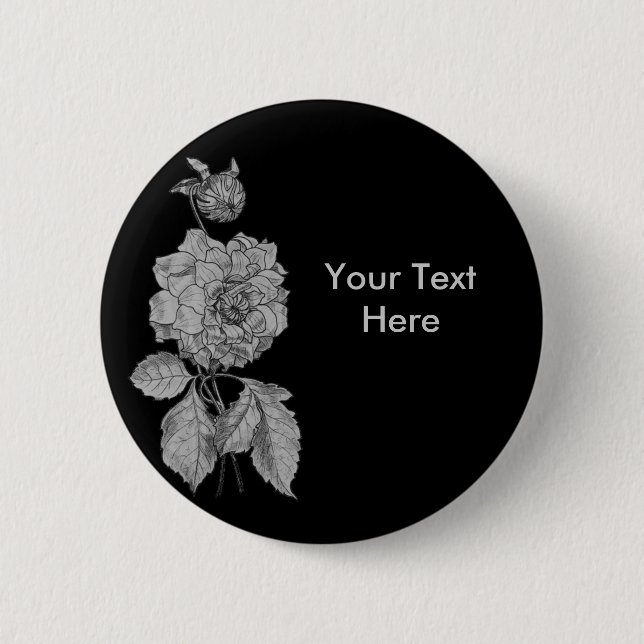 Anpassbare Schaltfläche für die Silver Peony-Blume Button (Vorderseite)