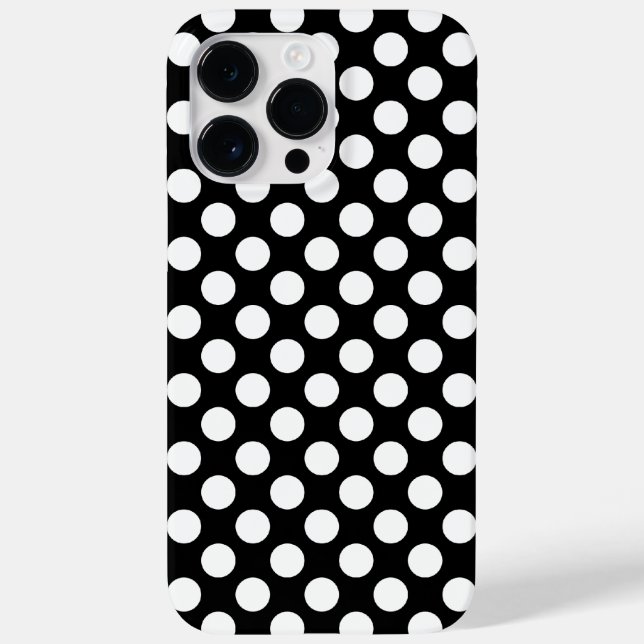Anpassbare Schwarz-weiße Polka-Punkte Case-Mate iPhone Hülle (Rückseite)