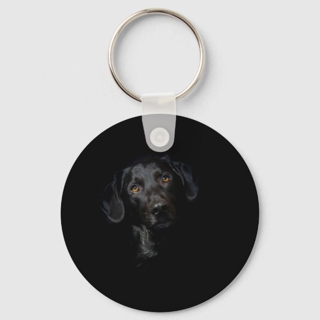 Anpassbare Schwarze Labrador Retriever Schlüsselanhänger (Vorderseite)