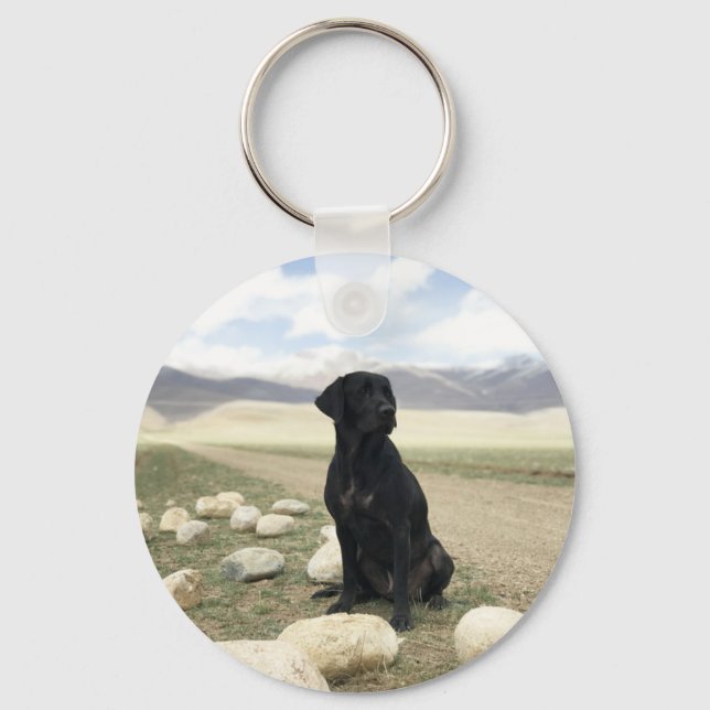 Anpassbare Schwarze Labrador Retriever Schlüsselanhänger (Vorderseite)